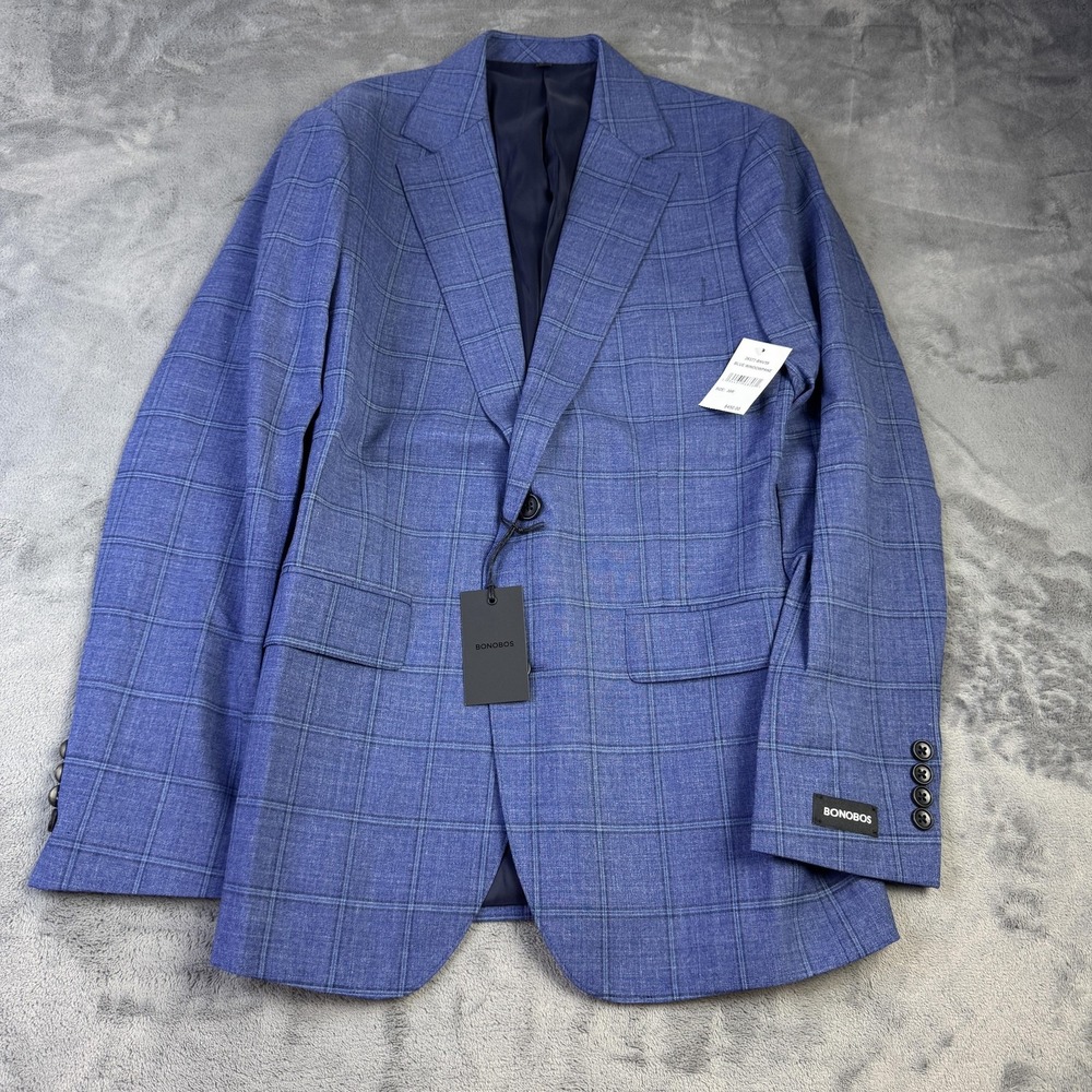 Bonobos Blue Windowpane Sport Coat Blazer